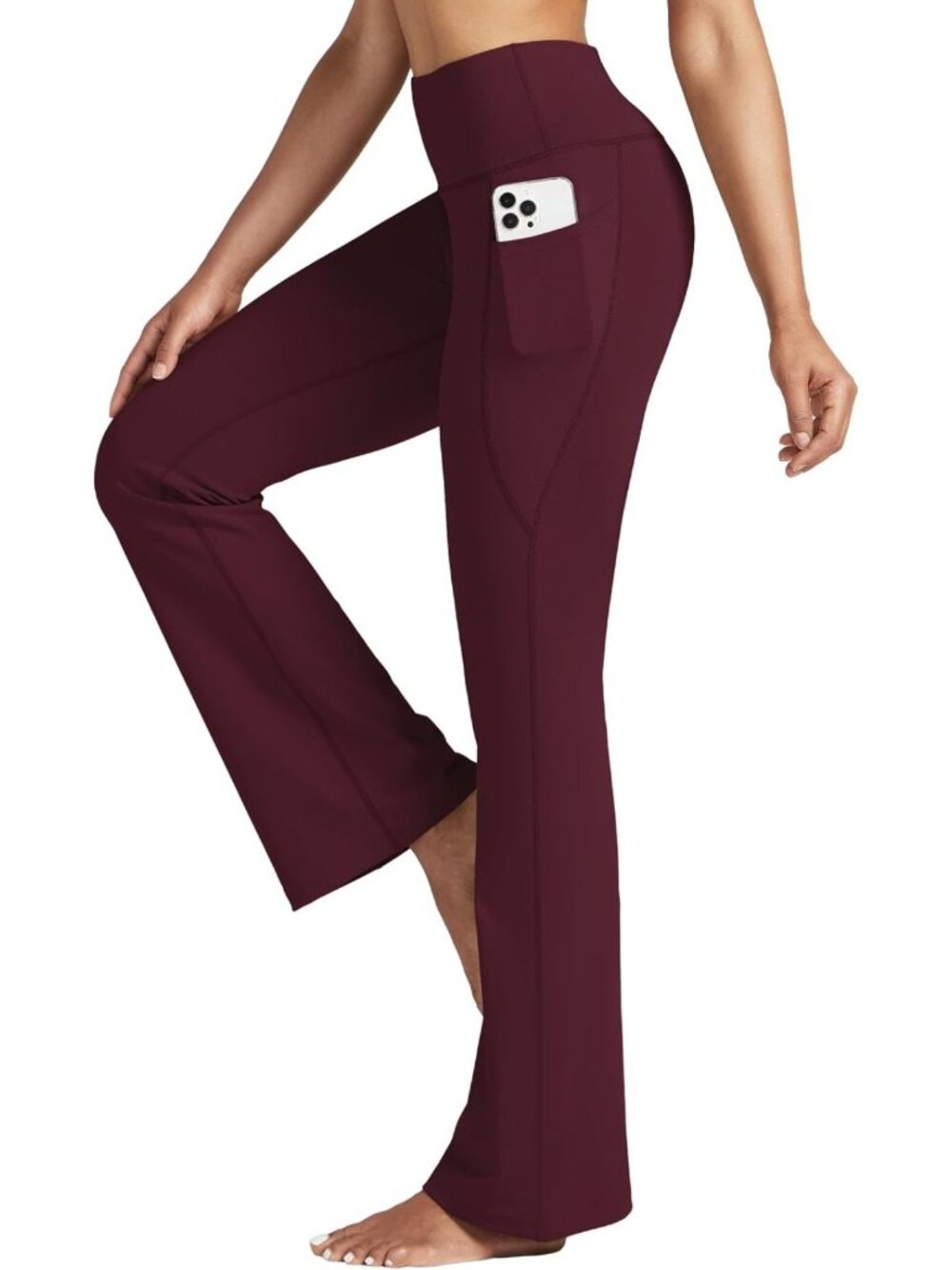 High-Waist Bootcut Yoga Pants with Pockets - Flare Leggings for Tummy Control